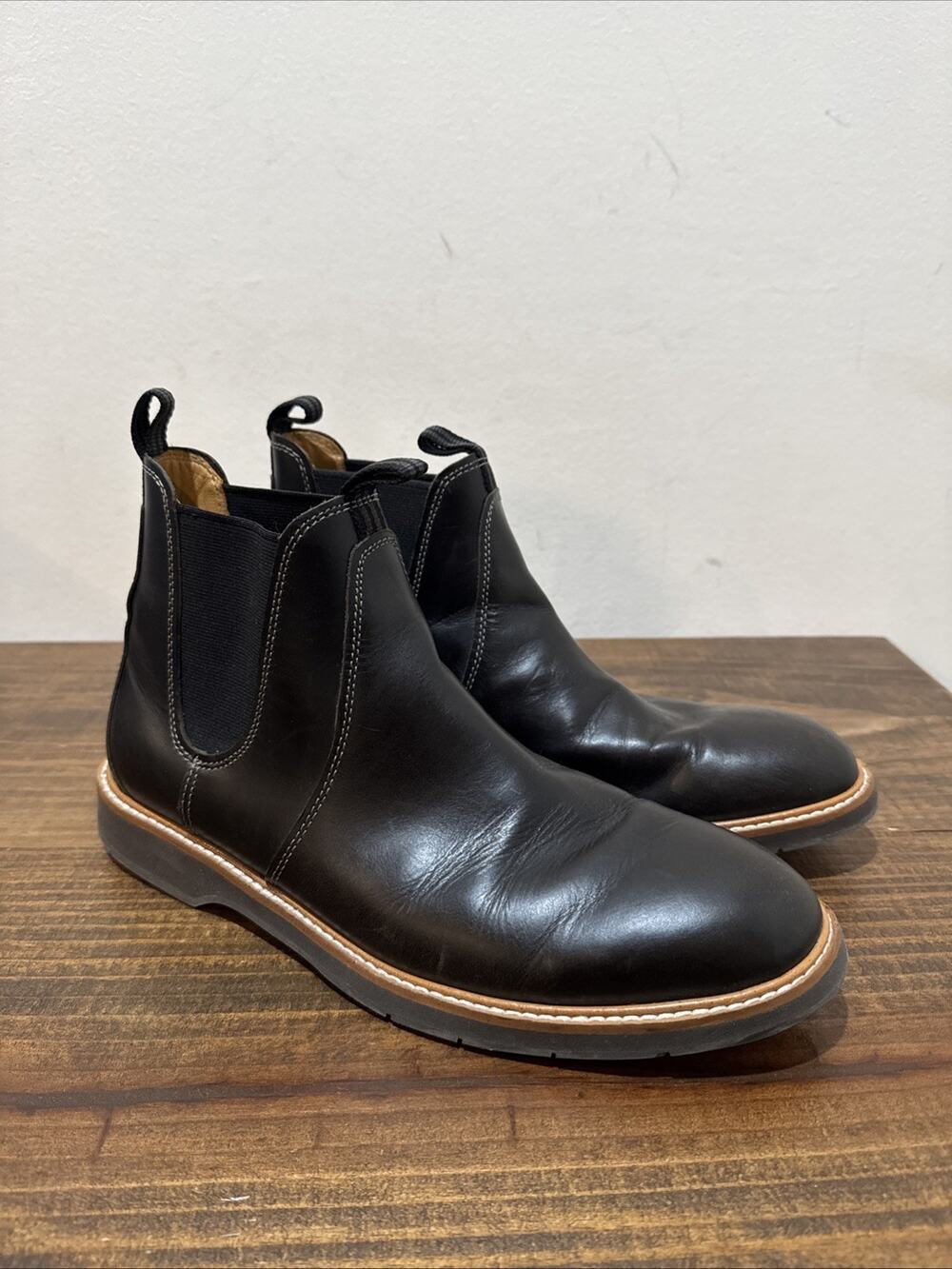 Cole Haan Boots Mens Sz 9.5 Black Leather Grand OS Chelsea Ankle Pull On